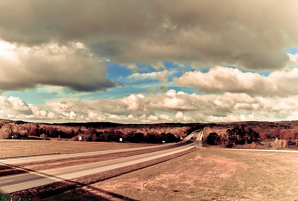 Highway Interstate landscape with clouds