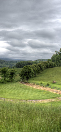 Tree Line Cloud Cover With Bailed Hay